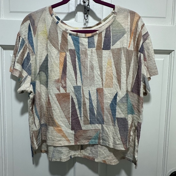 Anthropologie Postmark Cotton Linen Blend Abstract Patterned Women's Top size M - Picture 3 of 5
